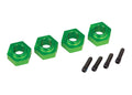Traxxas 8269G — Traxxas 8269G Green Aluminum 12 mm Wheel Hubs (4) & Screw Pins