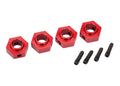 Traxxas 8269R — Traxxas 8269R Red Aluminum 12 mm Wheel Hubs (4) & Screw Pins