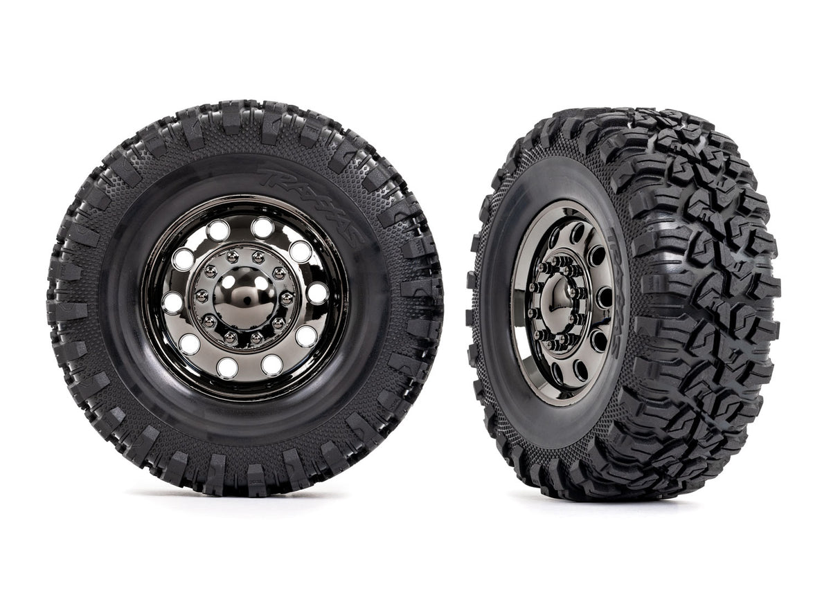 Traxxas 8854 — Traxxas 8854 2.2" Black Chrome Front Wheels & Canyon RT Tires (2)
