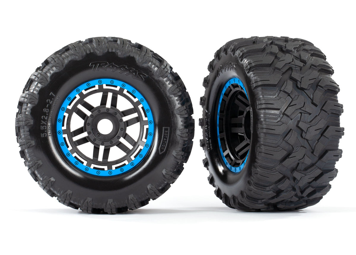 Traxxas 8972A — Traxxas 8972A Maxx 2.8" Black & Blue Wheels & Maxx MT Tires (2)