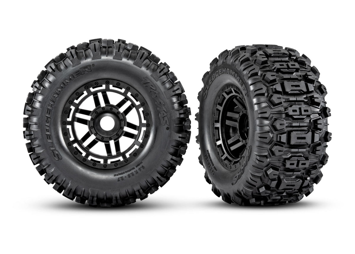 Traxxas 8973 — Traxxas 8973 Maxx 2.8" Black Wheels & Sledgehammer Tires (2)