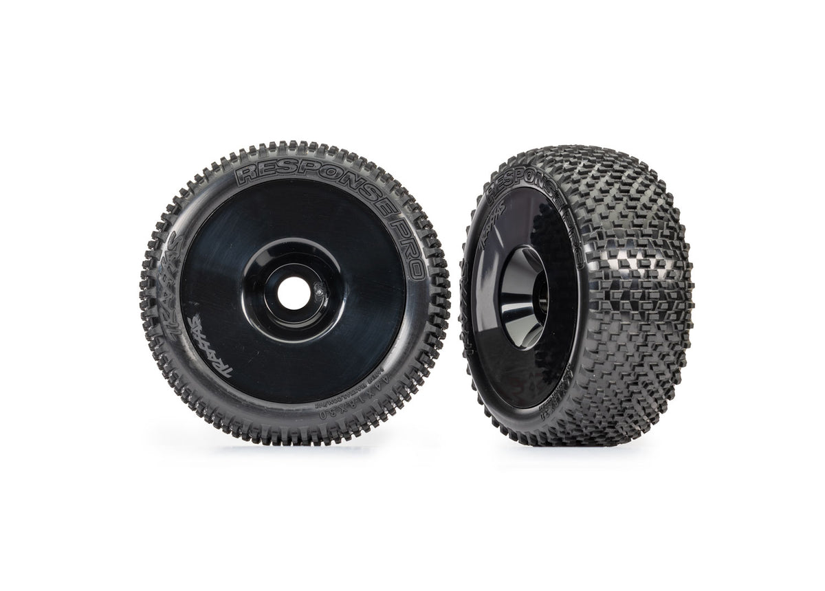 Traxxas 9074-BLK — Traxxas 9074-BLK 3.0" Black Dished Wheels w/ Response Pro Tires (2)