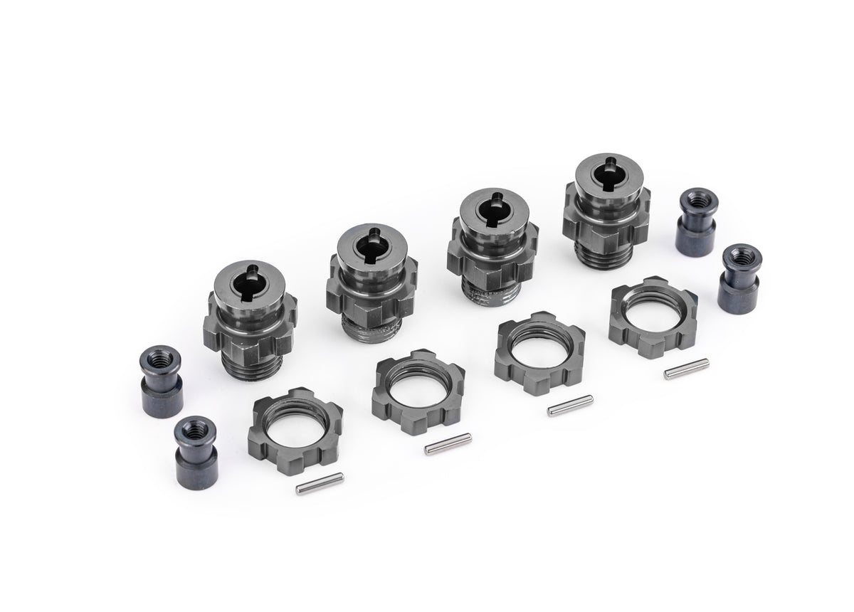 Traxxas 9086-GRAY — Traxxas 9086-GRAY 17 mm Gray Aluminum Splined Hubs w/ Nuts (4)