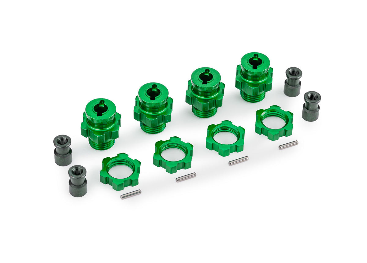 Traxxas 9086-GRN — Traxxas 9086-GRN 17 mm Green Aluminum Splined Hubs w/ Nuts (4)