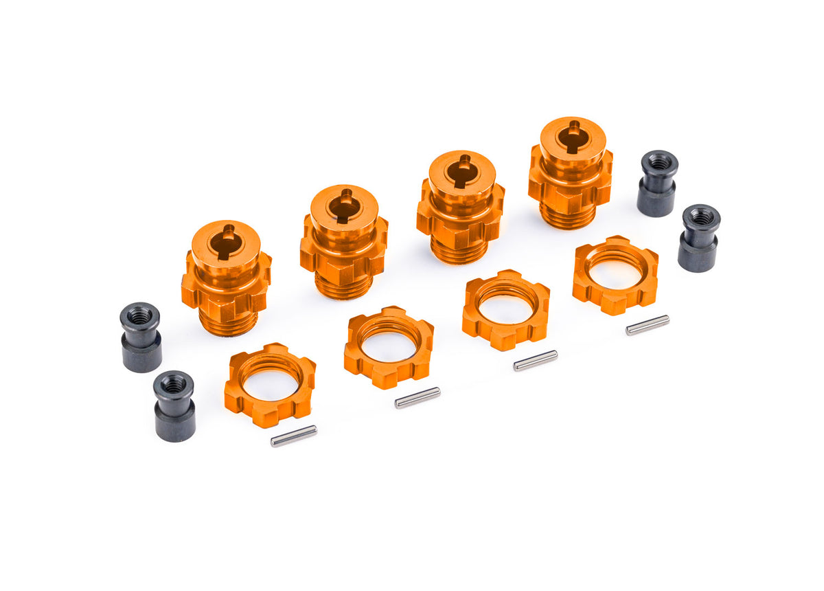 Traxxas 9086-ORNG — Traxxas 9086-ORNG 17 mm Orange Aluminum Splined Hubs w/ Nuts (4)