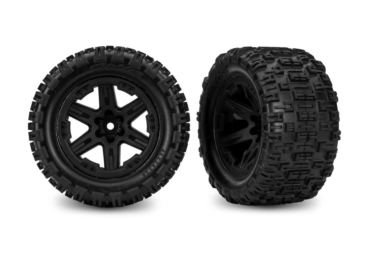 Traxxas 9170-BLK — Traxxas 9170-BLK RXT 2.8" Black Wheels & Sledgehammer ST Tires (2)