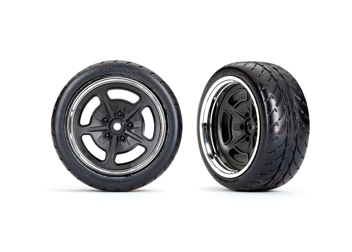Traxxas 9373 — Traxxas 9373 2.1" Black & Chrome Rear Wheels & Response Tires (2)