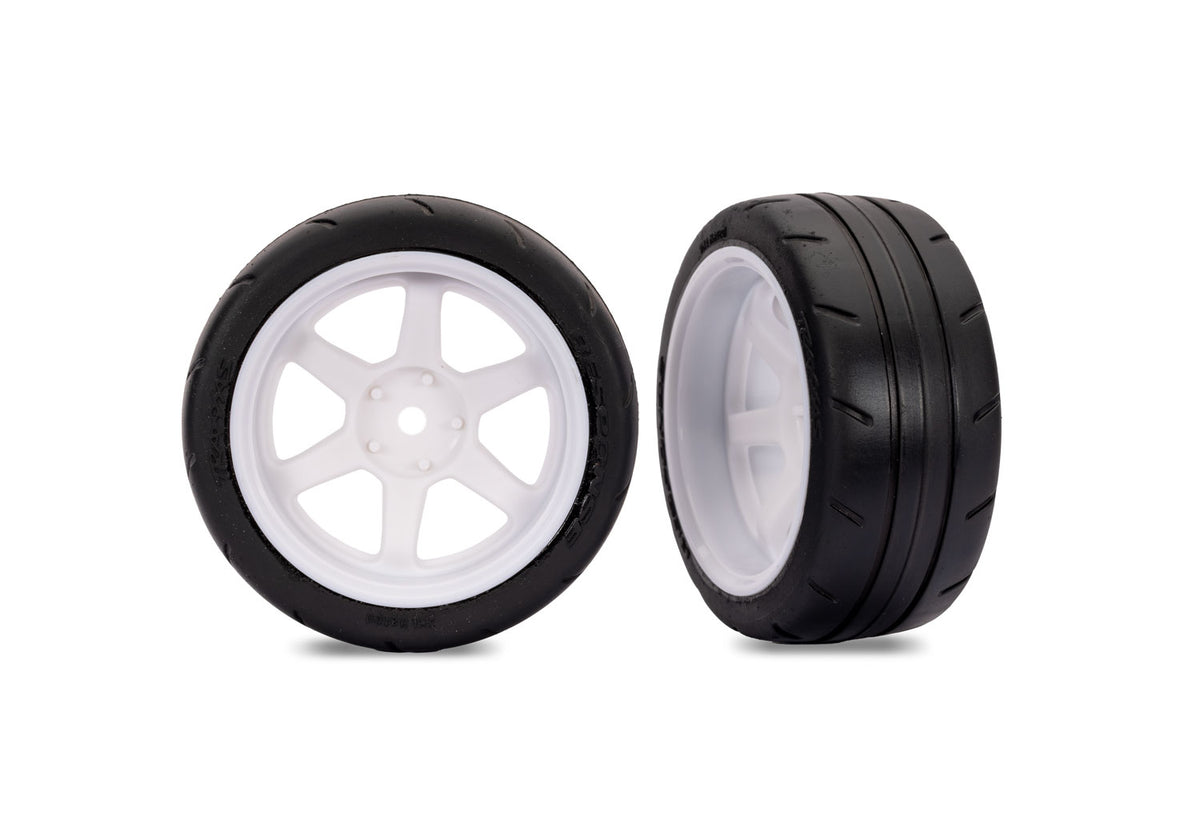 Traxxas 9378-WHT — Traxxas 9378-WHT 1.9" White 6-Spoke Rear Wheels & Response Tires (2)