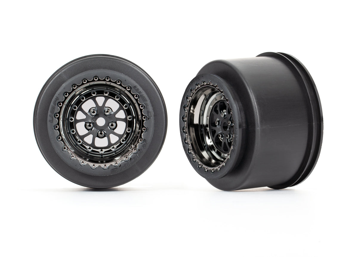 Traxxas 9473X — Traxxas 9473X Weld Black Chrome Rear Wheels (2)