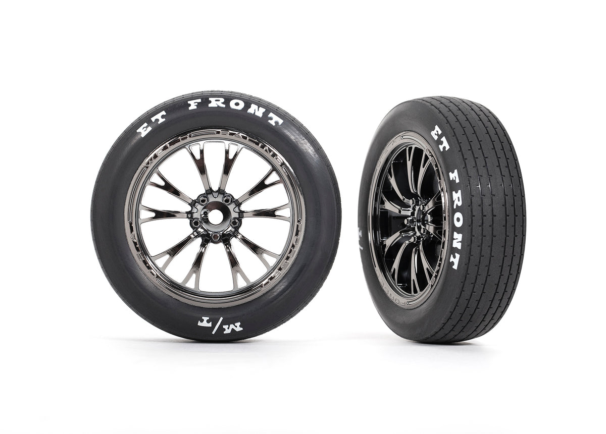 Traxxas 9474X — Traxxas 9474X Weld Black Chrome Front Wheels & MT Tires (2)