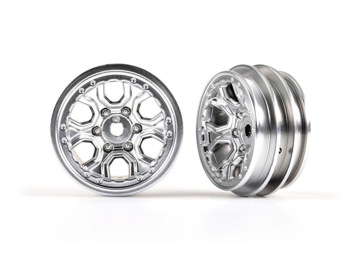 Traxxas 9770-SATIN — Traxxas 9770-SATIN 1.0" Satin Chrome Wheels (2)