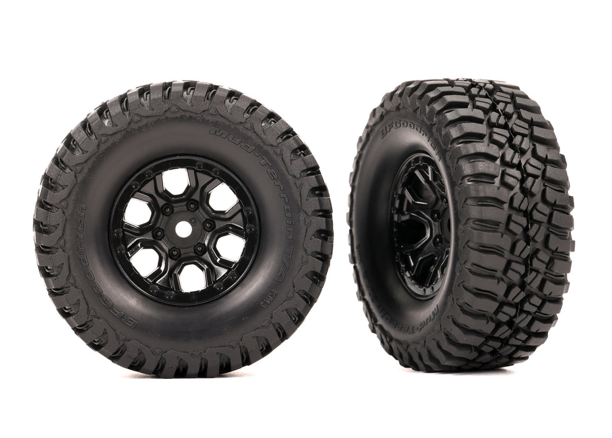 Traxxas 9774 — Traxxas 9774 1.0" x 2.4" Black Wheels & BFG Mud-Terrain Tires (2)