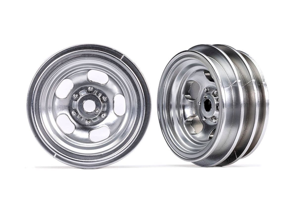 Traxxas 9869 — Traxxas 9869 TRX-4M 1" Satin Chrome Slotted Wheels (2)