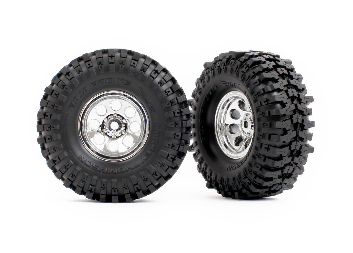 Traxxas 9873 — Traxxas 9873 1.0" x 2.4" Chrome Wheels w/ MT Baja Pro Tires (2)