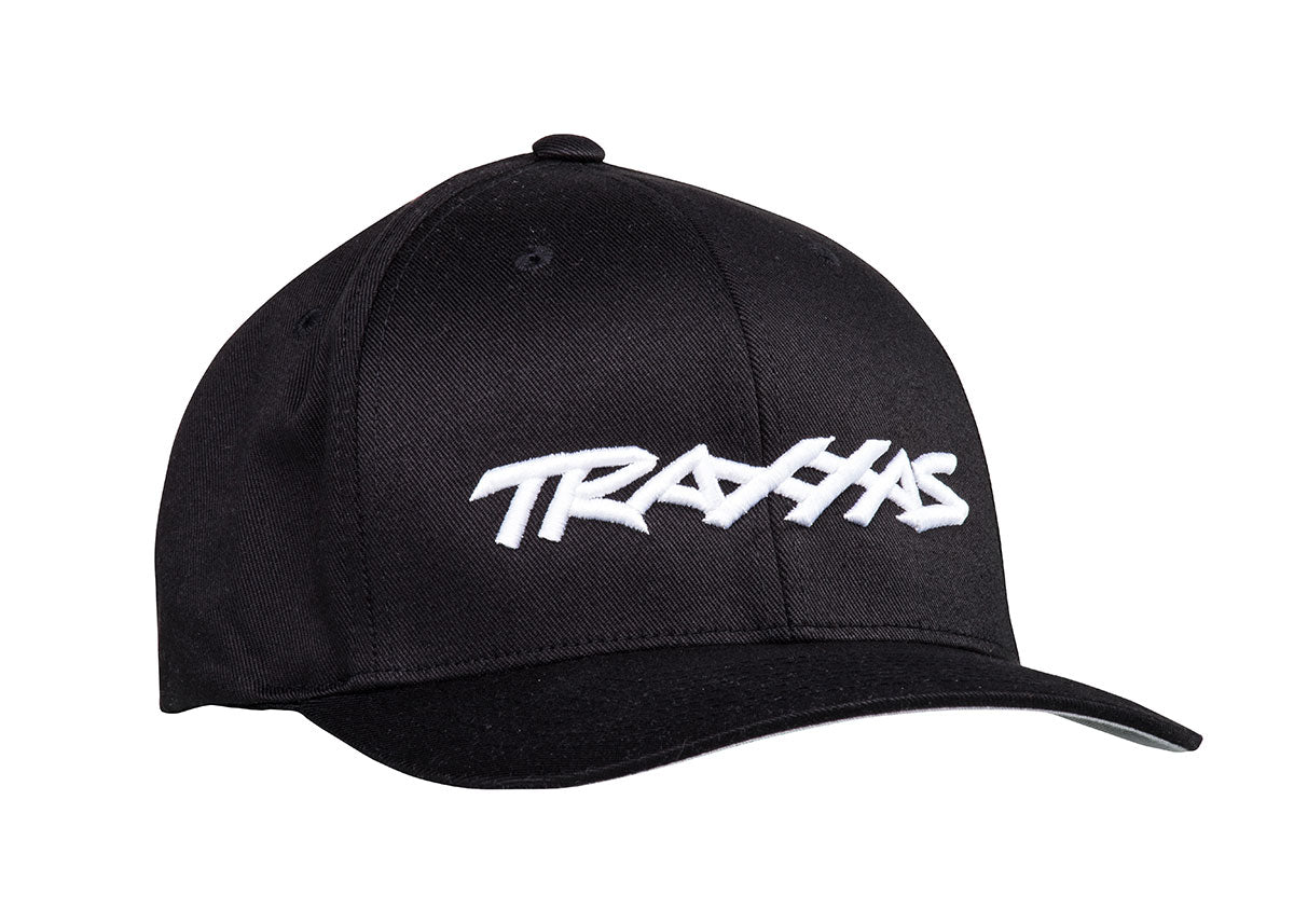 Traxxas 1188-BLK-LXL — Traxxas 1188-BLK-LXL Black Curved-Bill Flexfit Hat w/ White Logo