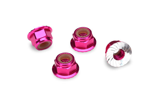Traxxas 1747P — Traxxas 1747P 4 mm Pink  Aluminum Lock Nuts (4)