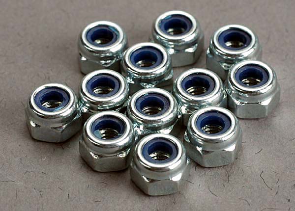 Traxxas 2745 — Traxxas 2745 3 mm Flanged Nylon Chrome Locking Nuts (12)