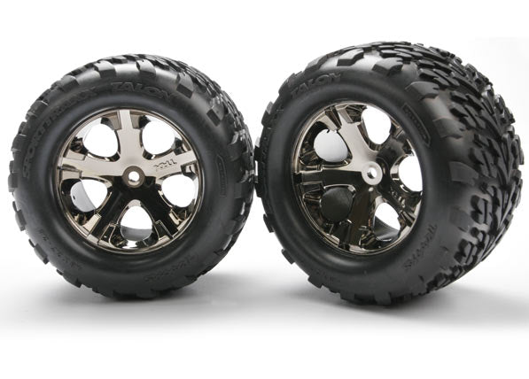Traxxas 3668A — Traxxas 3668A All-Star 2.8" Black Chrome Wheels & Talon Tires (2)