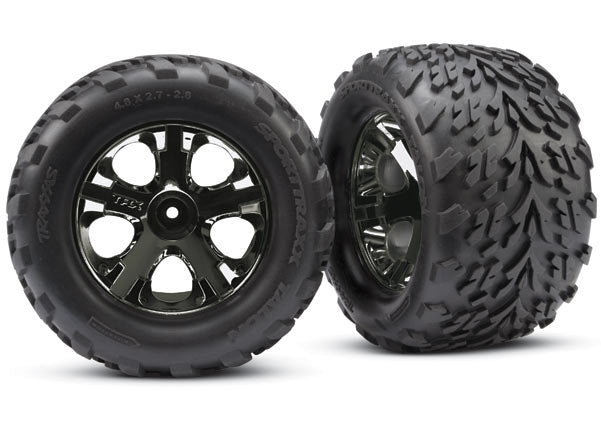 Traxxas 3669A — Traxxas 3669A All-Star 2.8" Black Chrome Wheels & Talon Tires (2)
