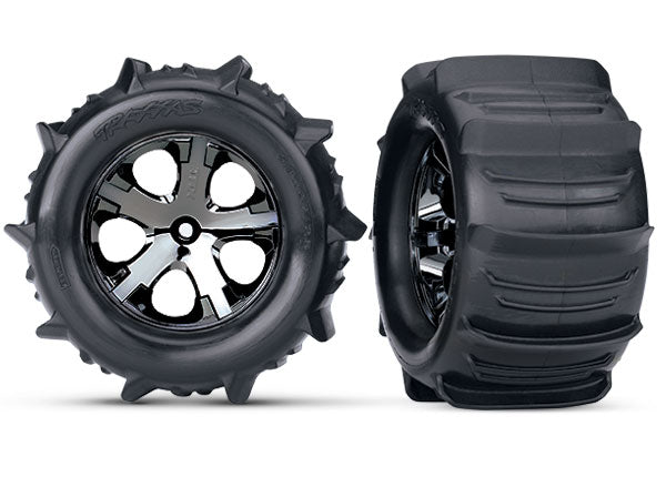 Traxxas 3689 — Traxxas 3689 All-Star 2.8" Black Chrome Wheels & Paddle Tires (2)