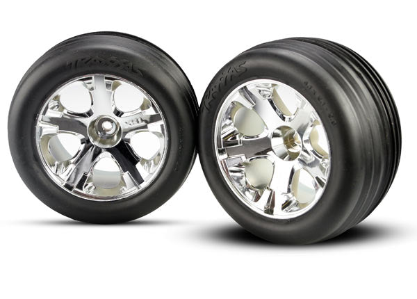 Traxxas 3771 — Traxxas 3771 All-Star 2.8" Chrome Wheels & Alias Ribbed Tires (2)