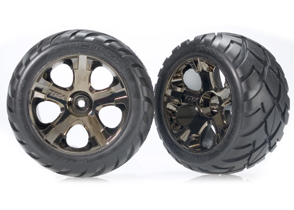 Traxxas 3776A — Traxxas 3776A All-Star 2.8" Black Chrome Wheels & Anaconda Tires (2)