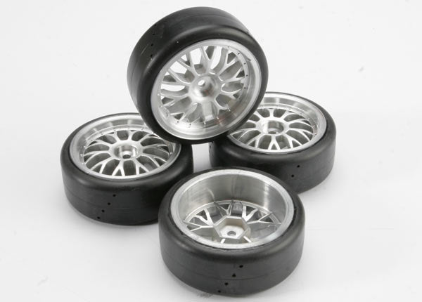 Traxxas 4873 — Traxxas 4873 Multi-Spoke Chrome Wheels & Pro-Trax Tires (4)
