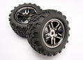 Traxxas 4983A — Traxxas 4983A Split-Spoke  3.8" Black Chrome Wheels & Maxx Tires (2)