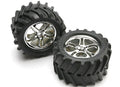 Traxxas 5173 — Traxxas 5173 Split-Spoke 3.8" Chrome Wheels & Chevron Tires (2)