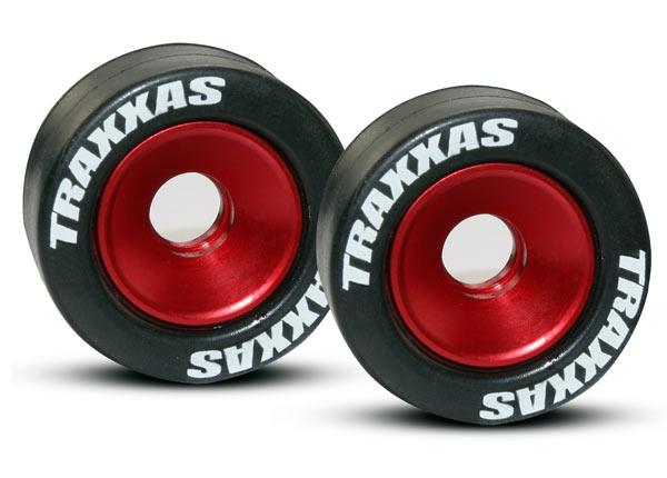 Traxxas 5186 — Traxxas 5186 Red Aluminum Wheelie Bar Wheels & Hardware (2)