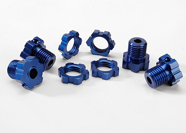 Traxxas 5353X — Traxxas 5353X 17 mm Blue Aluminum Splined Wheel Hubs & Nuts (4)