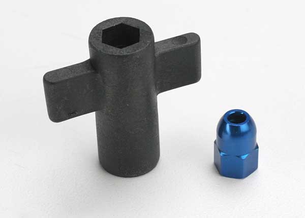 Traxxas 5526 — Traxxas 5526 Blue Aluminum Antenna Crimp Nut with Wrench
