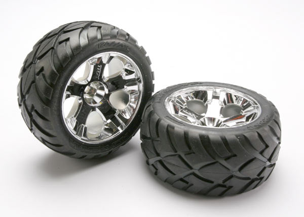 Traxxas 5576R — Traxxas 5576R All-Star 2.8" Chrome Wheels & Anaconda Tires (2)