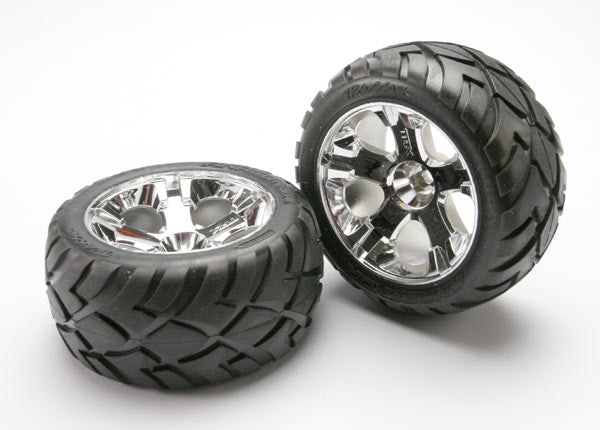 Traxxas 5577R — Traxxas 5577R All-Star 2.8" Chrome Wheels & Anaconda Tires (2)