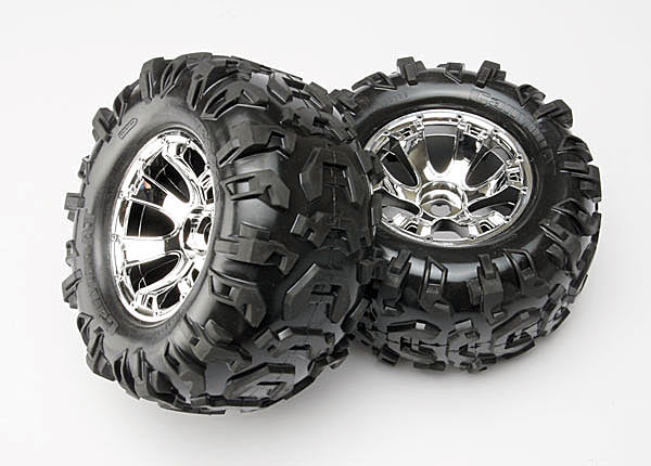 Traxxas 5673 — Traxxas 5673 Geode 3.8" Chrome Wheels & Canyon AT Tires (2)