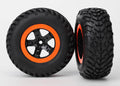 Traxxas 5863 — Traxxas 5863 SCT Black & Orange Wheels & Off-Road Tires (2)