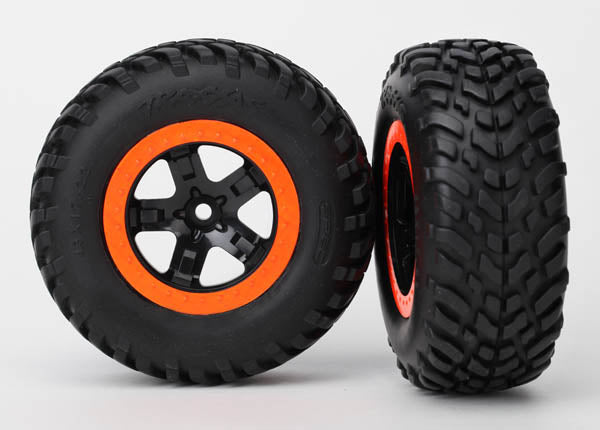 Traxxas 5863 — Traxxas 5863 SCT Black & Orange Wheels & Off-Road Tires (2)