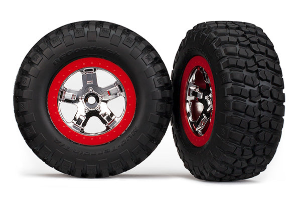 Traxxas 5869 — Traxxas 5869 SCT Chrome & Red Wheels & BFGoodrich Tires (2)