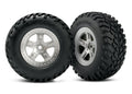 Traxxas 5873 — Traxxas 5873 SCT Satin Chrome Wheels & Off-Road Tires (2)