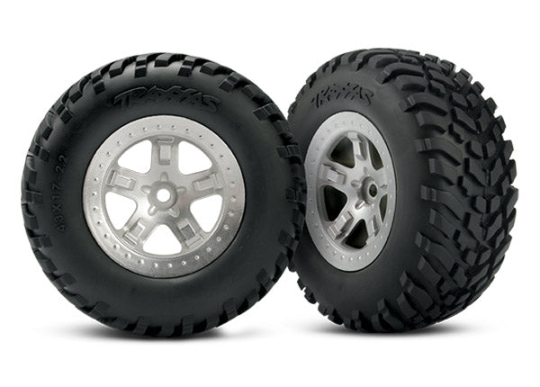Traxxas 5873 — Traxxas 5873 SCT Satin Chrome Wheels & Off-Road Tires (2)