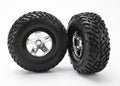 Traxxas 5873X — Traxxas 5873X SCT Satin Chrome & Black Wheels & Off-Road Tires (2)