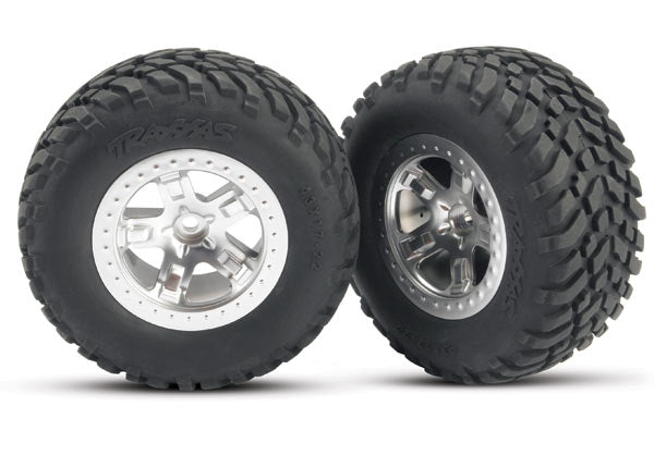Traxxas 5875 — Traxxas 5875 SCT Satin Chrome Wheels & Off-Road Tires (2)