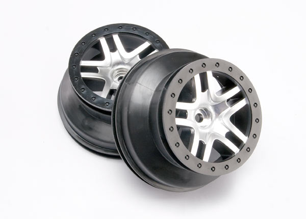 Traxxas 5876 — Traxxas 5876 SCT Satin Chrome & Black Split-Spoke Wheels (2)