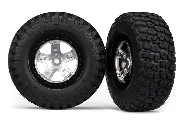 Traxxas 5878 — Traxxas 5878 SCT Satin Chrome & Black Wheels & BFGoodrich Tires (2)
