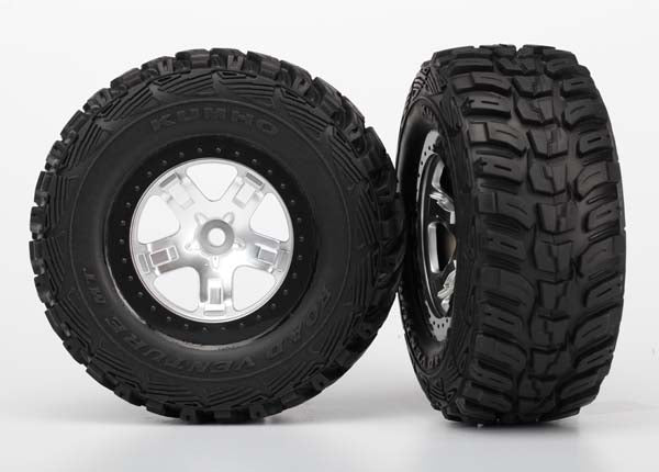 Traxxas 5880 — Traxxas 5880 SCT Satin Chrome & Black Wheels & Kumho Tires (2)