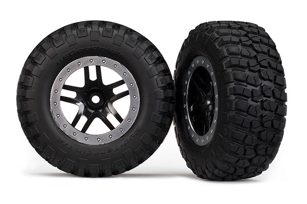 Traxxas 5885 — Traxxas 5885 SCT Black & Satin Chrome Wheels & BFGoodrich Tires (2)