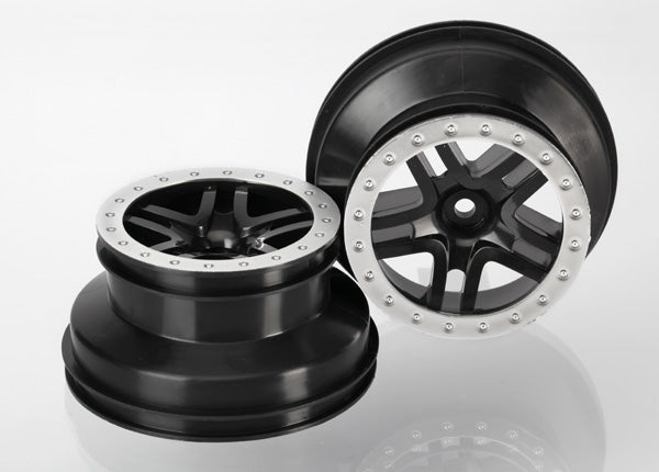 Traxxas 5886 — Traxxas 5886 Split-Spoke Black & Satin Chrome SCT Wheels (2)