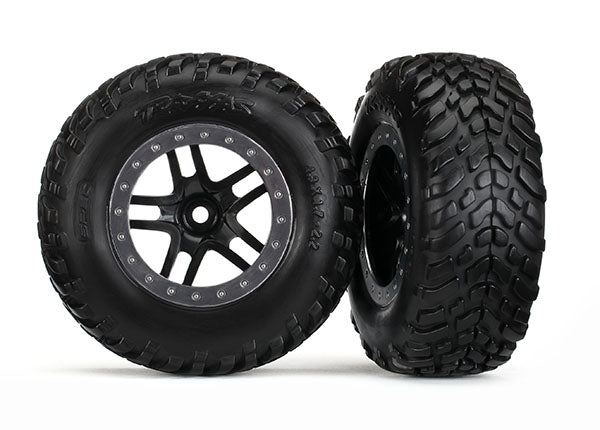 Traxxas 5889 — Traxxas 5889 Black & Satin Chrome Wheels & Off-Road Tires (2)