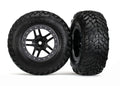 Traxxas 5889R — Traxxas 5889R Black & Satin Chrome Wheels & S1 Off-Road Tires (2)