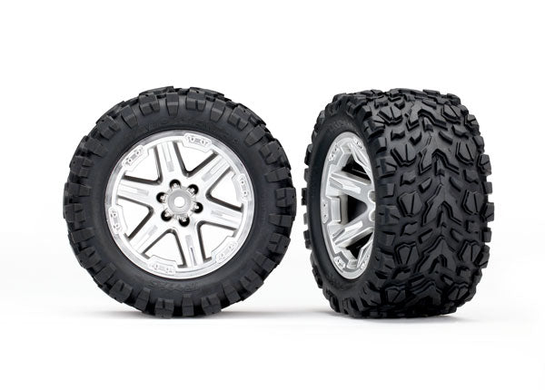 Traxxas 6774R — Traxxas 6774R RXT 2.8" Satin Chrome Wheels & Talon EXT Tires (2)